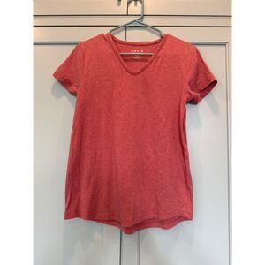 Orvis Perfect Tee Womens Small Coral Red V-Neck Pima Cotton Modal Relaxed Fit